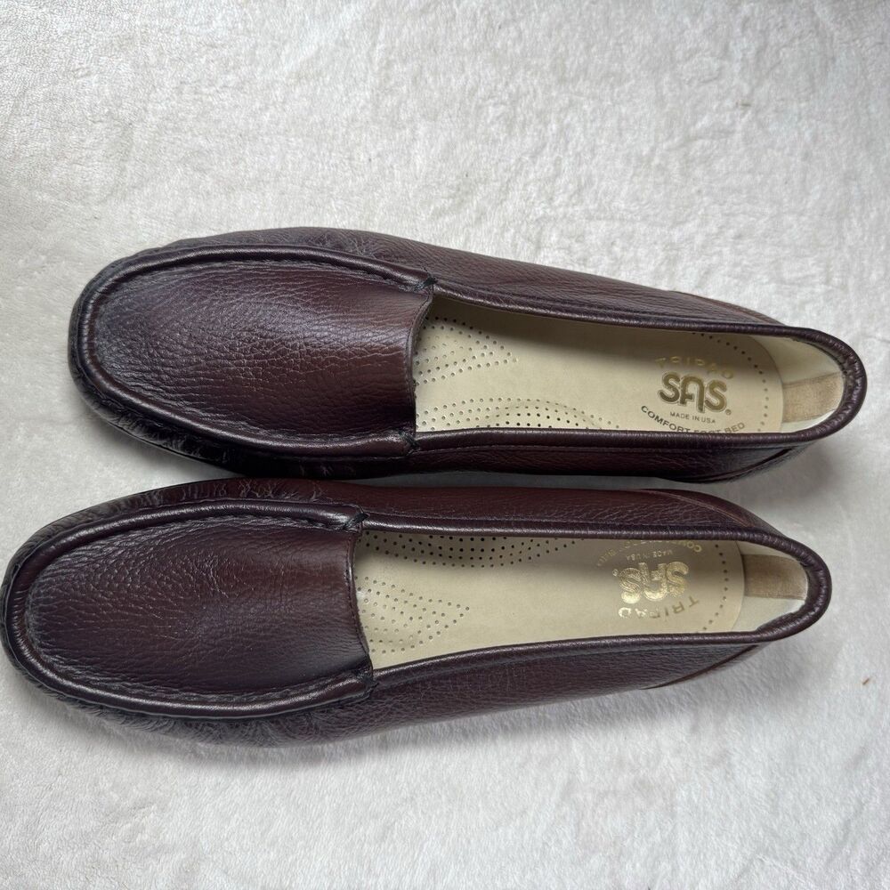 SAS Tripad Comfort Women’s Burgundy Leather Slip-On Loafers New W/O Box 8.5 WW - Picture 4 of 9